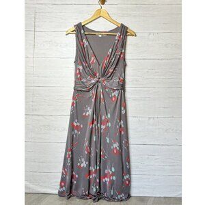 Boden Dress Womens Size 6R Gray Geometric Twist Knot Waist Detail Lined